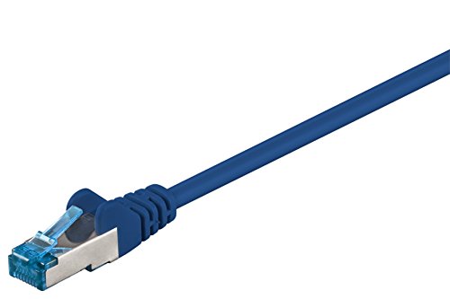 Goobay 92727 CAT 6a PatchKabel, EthernetKabel, doppelt geschirmt, S-FTP bis 10000 Mbits, 500 Mhz, halogenfrei Kupfer Kabel, RJ-45 Stecker, vergoldete Kontakte, 10m, Blau von goobay