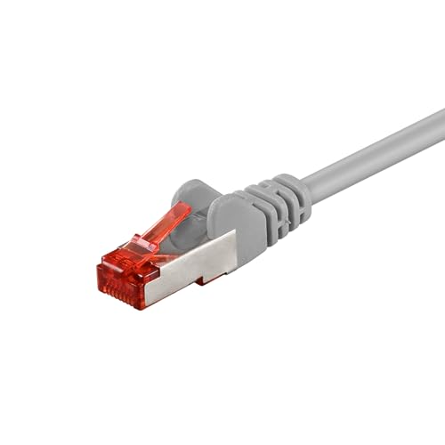 Goobay 92733 CAT 6 Kabel Lan Netzwerkkabel für Gigabit Ethernet S-FTP doppelt geschirmtes Patchkabel mit RJ45 Stecker, 1m, Grau von goobay