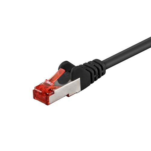 Goobay 92745 CAT 6 Kabel Lan Netzwerkkabel für Gigabit Ethernet S-FTP doppelt geschirmtes Patchkabel mit RJ45 Stecker, 1m, Schwarz von goobay