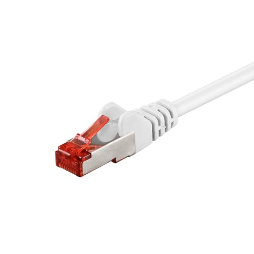 Goobay 92755 CAT 6 Kabel Lan Netzwerkkabel für Gigabit Ethernet S-FTP doppelt geschirmtes Patchkabel mit RJ45 Stecker, 0,25m, Weiß von goobay