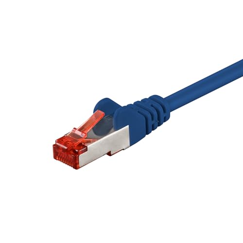Goobay 92768 CAT 6 Kabel Lan Netzwerkkabel für Gigabit Ethernet S-FTP doppelt geschirmtes Patchkabel mit RJ45 Stecker, 0,5m, Blau von goobay