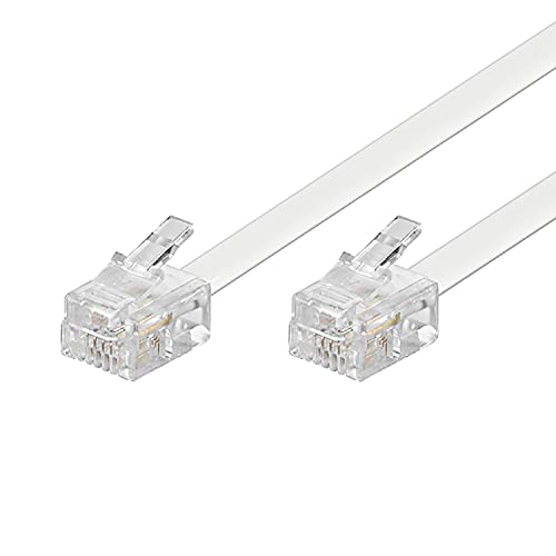 Goobay 93063 Modularanschlusskabel 10 Meter, Weiß - RJ11/RJ14-Stecker (6P4C) auf RJ11/RJ14-Stecker (6P4C) von goobay