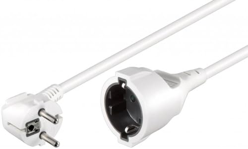 Goobay 93088 Gewinkeltes Strom Verlängerungskabel / Schutzkontakt Stecker 250V Schutzkontakt 5 Meter Stromkabel Verlängerung für Innenbereich / Weiß / 5m von Wentronic