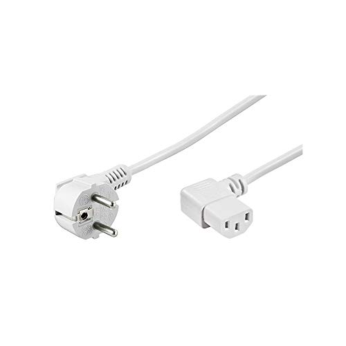 Goobay 93120 Kaltgerätekabel 5m / 90 Grad C13 Kaltgerätebuchse & Schutzkontaktstecker / Universelles PC Monitor PC Stromkabel C13 Winkelstecker Netzkabel / Weiß / 5m von goobay