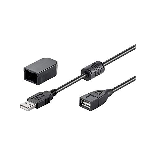 Goobay 93284 USB-A 2.0 auf USB A Verlängerungskabel 2m mit Sicherungsclip / USB Typ A Kabel Ferritkern / 480 Mbits Verlängerung / Kupferleiter / Schwarz / 2 Meter von goobay