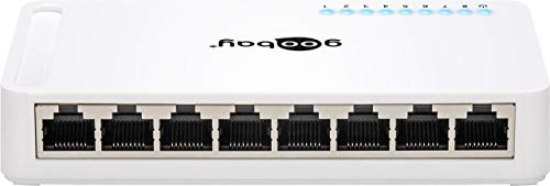 Goobay 93373 8 Port Netzwerkverteiler, Gigabit Ethernet Switch - mit 8 RJ45-Anschlüssen 10/100/1000Mbps Auto-Negotiation von goobay