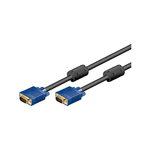 Goobay 93378 VGA auf VGA Kabel 10m / Monitorkabel / Full HD SVGA Bildschirmkabel / VGA Stecker 15 polig vergoldet / 2x Ferritkern Monitor Kabel / Blau / 10 Meter von goobay