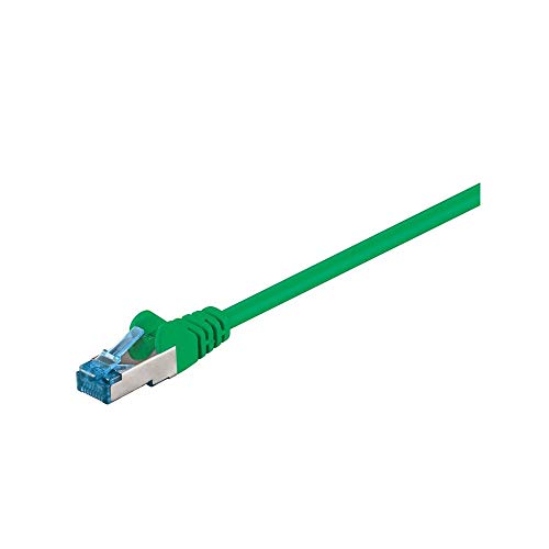 Goobay 93660 RJ45 Patchkabel CAT 6A S/FTP PiMF / 500 MHz Netzwerkkabel / Kupfer Internetkabel halogenfrei / RJ 45 Stecker / LAN Kabel / Grün / 0,5m von goobay