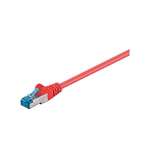 Goobay 93663 RJ45 Patchkabel CAT 6A S/FTP PiMF / 500 MHz Netzwerkkabel / Kupfer Internetkabel halogenfrei / RJ 45 Stecker / LAN Kabel / Rot / 0,5m von goobay