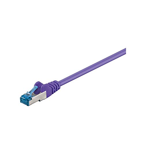 Goobay 93687 RJ45 Patchkabel CAT 6A S/FTP PiMF / 500 MHz Netzwerkkabel / Kupfer Internetkabel halogenfrei / RJ 45 Stecker / LAN Kabel / Violett / 1m von goobay