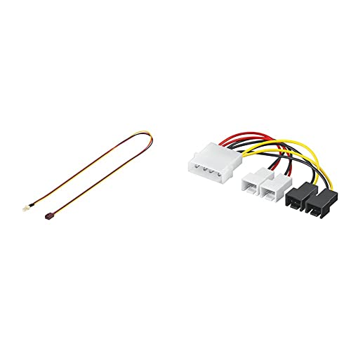 Goobay 93876 Internes Stromkabel/Stromadapter für PC Lüfter mit Lüfter-Stecker (3-Pin) auf Lüfter-Buchse (3-Pin), 0,6m & 93632 PC Lüfter Stromkabel, Stromadapter, 0,15m von goobay