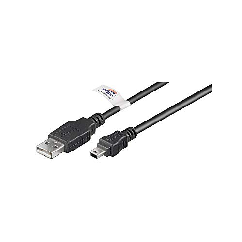 Goobay 93903 USB Mini Typ B auf USB 2.0 Kabel / USB Zertifikat / 480 Mbits / Mini B USB auf USB A Stecker Adapterkabel / GoPro - Kartenleser - Hubs / Schwarz / 3m von goobay