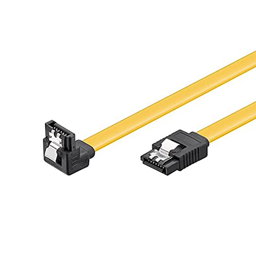 Goobay 93947 S-ATA Datenkabel für HDD, SDD, 6 Gbits SATA L-Typ Stecker auf SATA L-Typ Stecker 90° abgewinkelt, 10cm, Gelb, 0,1 m von goobay