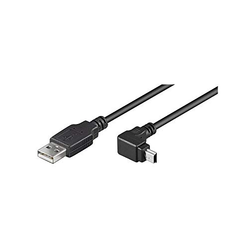 Goobay 93971 USB 2.0 auf 90 Grad USB 2.0 Mini Typ B Kabel 480 Mbits / USB A zu Mini B USB Winkelstecker Adapterkabel / GoPro - Kartenleser - Hubs / Schwarz / 1,8m von goobay