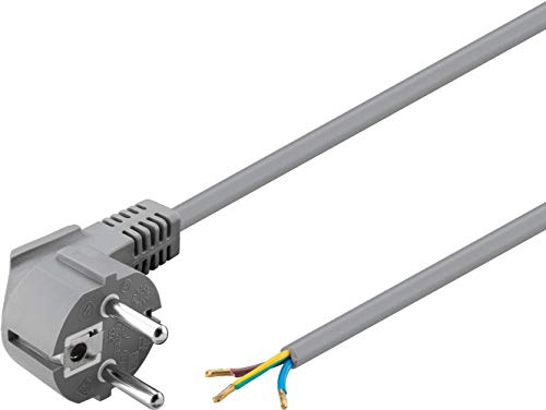 Goobay 93975 Gewinkeltes Stromkabel / Offene Kabelenden & angepresste Aderendhülsen / 90 Grad Schutzkontaktstecker / Universelles Netzkabel / Grau / 1,5m Goobay 93975 Gewinkeltes Stromkabel / Offene Kabelenden & angepresste Aderendhülsen / 90 Grad Schutzkontaktstecker / Universelles Netzkabel / Grau / 1,5m von goobay