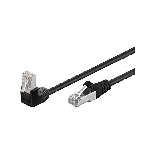 Goobay 94190 CAT 5e Patchkabel, 1x 90° Gewinkelt, F/UTP, Schwarz - CCA Kupfergemisch, 1x RJ45-Stecker 90° (8P8C) von goobay