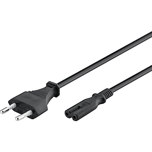 Goobay 95039 Euro Netzkabel 2 polig Eurostecker Typ C & C7 Buchse universelles Stromkabel Eurokabel Anschlusskabel Schwarz Verlängerungskabel 5m von goobay