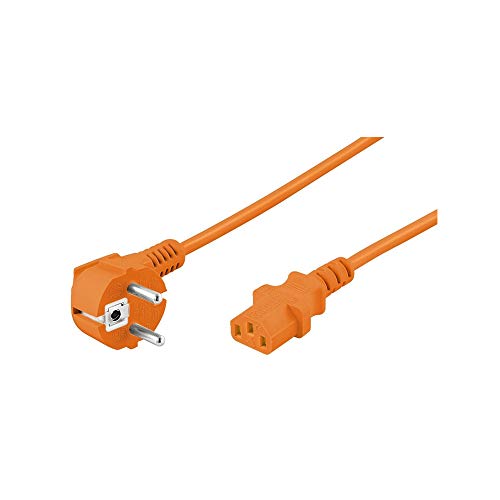 Goobay 95289 Kaltgeräte Anschlusskabel Abgewinkelt, 3 m, Orange, Schutzkontaktstecker (Typ F, CEE 7/7) > Gerätebuchse C13 (Kaltgeräteanschluss) von goobay