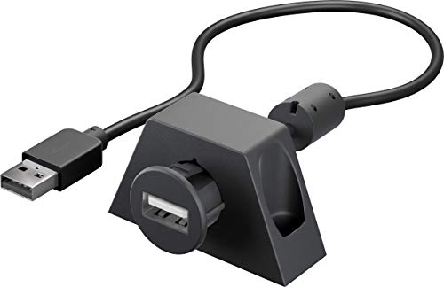 Goobay 95444 USB Verlängerung inkl. Halterung für MP3 Autoradio / USB 2.0 Typ A Verlängerungskabel / 480 Mbits USB Kabel / Schwarz / 0,6 Meter von goobay