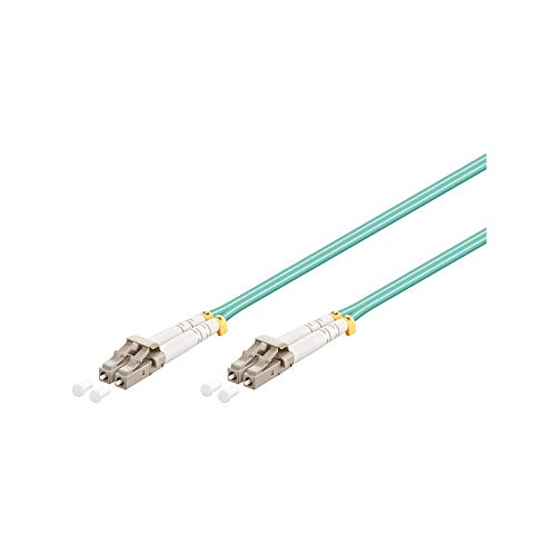Goobay 95756 Glasfaser Kabel Multimode OM3 Aqua Duplex / LC UPC Stecker auf LC UPC Stecker / Lichtwellenleiter LWL Kabel halogenfrei / Türkis / Glasfaserkabel 15m von goobay