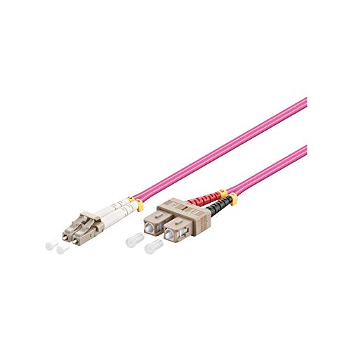 Goobay 95943 Glasfaser Kabel Multimode OM4 Violett Duplex / LC UPC Stecker auf SC UPC Stecker / Lichtwellenleiter LWL Kabel halogenfrei / Violett / Glasfaserkabel 1m von goobay