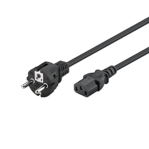 Goobay 96036 Kaltgerätekabel 3m / C13 Kaltgerätebuchse & Netzstecker Schutzkontaktstecker / Universelles Monitor Stromkabel / C13 Netzkabel / Schwarz / 3m von goobay