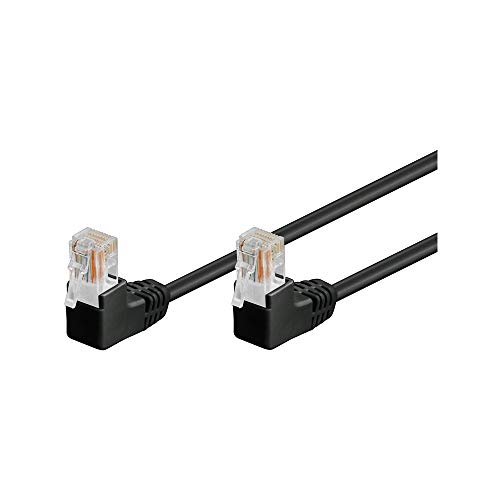 Goobay 96085 CAT 5e Patchkabel 2x 90° gewinkelt, U/UTP, Schwarz, CCA Kupfergemisch, 2x RJ45-Stecker 90° (8P8C) von goobay