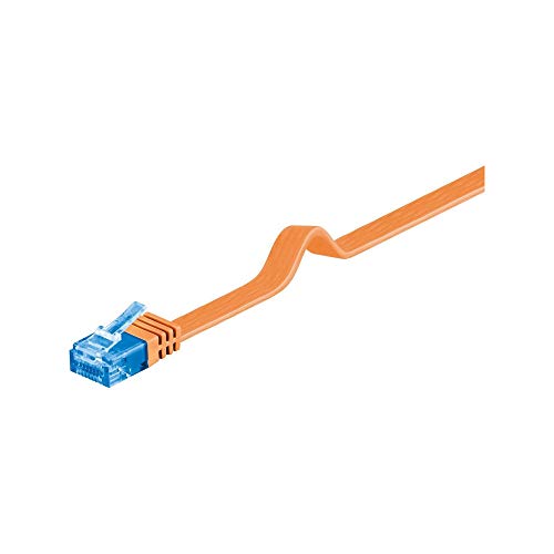 Goobay 96321 CAT 6A Kabel Flachkabel / U/UTP Patchkabel / 500 MHz Netzwerkkabel flach / RJ45 Stecker Internetkabel / Flaches LAN Kabel 2m / Orange / 2 Meter von goobay