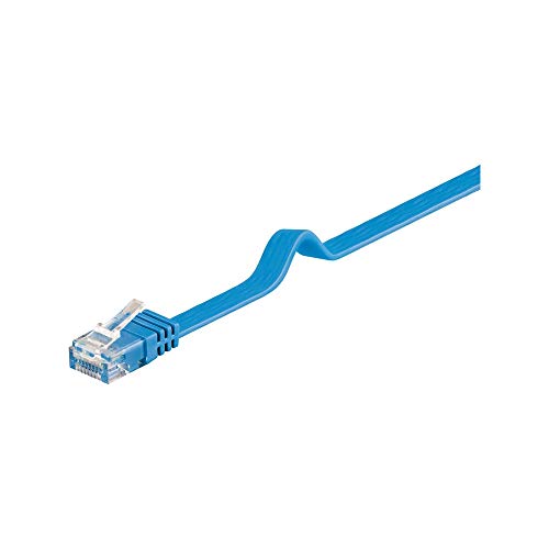 Goobay 96407 CAT 6 Flach-Patchkabel, U/UTP, Blau, Kupfermaterial von goobay