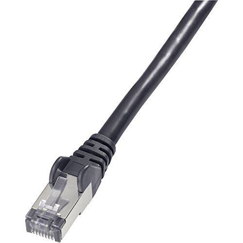 Goobay RJ45 Netzwerkkabel, Patchkabel CAT 6 S/FTP 2.00 m Schwarz Flammwidrig, mit Rastnasenschutz von goobay