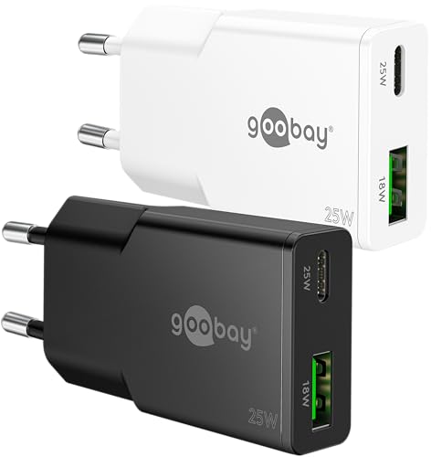 Goobay USB-C™ PD GaN Dual-Schnellladegerät Nano 35W Weiß, Netzteil mit 2 Anschlüssen, Kompaktes Ladegerät für Handy, Tablet, Kamera, Power Delivery, Reiseadapter, 75334 von goobay