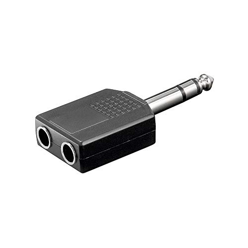 Wentronic 11102-gb 6,35 mm Stereo Stecker auf 2 x 6,35 mm Stereo Klinkenstecker Audio Adapter, Schwarz von goobay