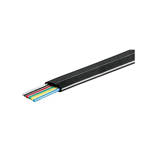 Wentronic 6 adrig Telefonflach-Kabel 100 m Spule schwarz/schwarz von goobay