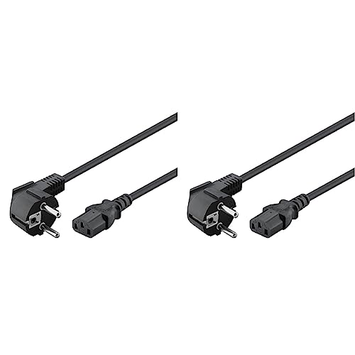 Wentronic Netzkabel abgewinkelter (Schuko auf IEC 320 C13) 3m schwarz (Packung mit 2) von goobay