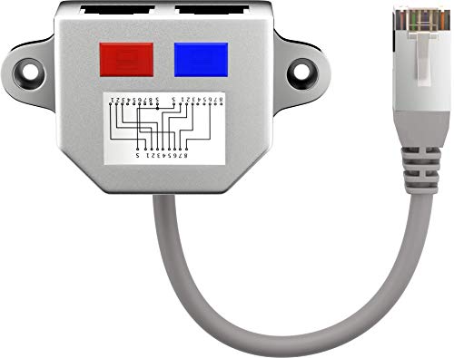 Wentronic Netzwerk Adapter (1x RJ45 Stecker auf 2x RJ45 Buchse) silber von goobay