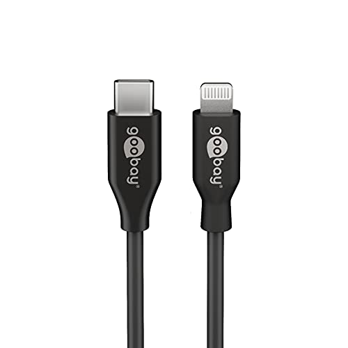 goobay 39424 Lightning - USB-C™ Lade- und Synchronisationskabel, 1 m, Schwarz - MFi-Kabel für Apple iPhone/iPad Schwarz von goobay
