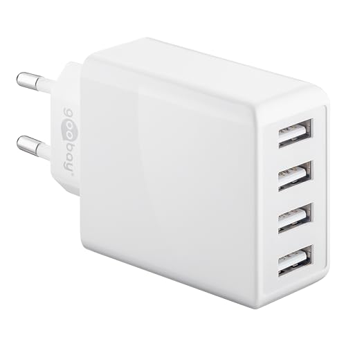 goobay 44962 4 fach USB Ladegerät 30W / Netzteil mit 4 USB Eingängen / USB Ladegerät kann Handy, wie Iphone, Samsung, Tablets laden / Ladestecker / Adapter für USB A Ladekabel / weiß von goobay