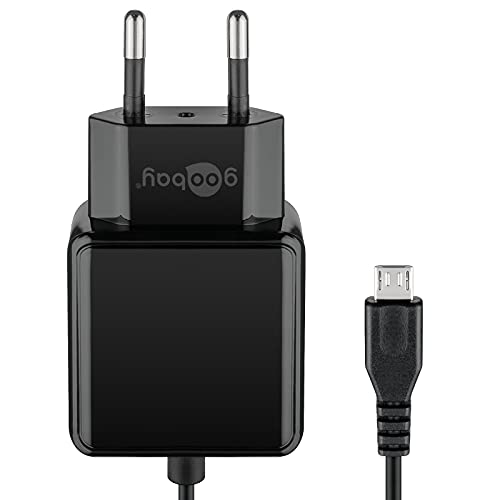 goobay 49603 Micro USB 3.0A Ladegerät zum Laden von Smartphones, Netzteil, Steckdose, Stromversorgung für Handys, Stromadapter, 1,5m, schwarz von goobay