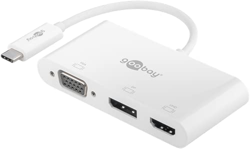 goobay 52412 Multiport Adapter USB-C auf VGA + DP + HDMI – Auflösungen bis max. 4K*2K@60Hz – Spiegelt auf bis zu 4 Bildschirme gleichzeitig von goobay