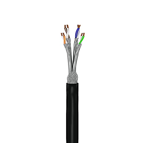 goobay 52768 Cat 7 Outdoor Netzwerkkabel, Verlegekabel, S/FTP (PiMF), OFC, 600 MHz, 2-fach geschirmt, AWG 23/1, PE Mantel, schwarz, 100m, 100 Meter von goobay