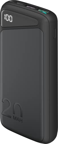 goobay 53939 QC 3.0 Powerbank 20.000 mAh mit Schnellladefunktion/Externer Akku/Power Bank für Smartphone & Tablet/Ladegerät Powerpack mit 2 USB-A Ports, Schwarz, Kompakt von goobay