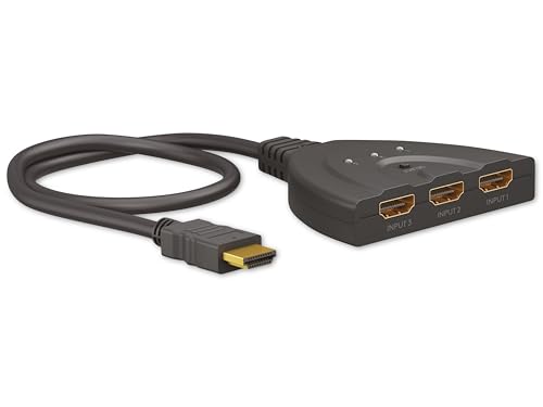 goobay 58487 HDMI Switch 3 in 1 Out / 4K bei 30Hz (2160p) HDMI Verteiler/HDMI 1.4 Switch für PS4, PS5, Laptops oder Monitore von goobay