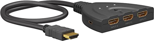 goobay 58488 HDMI Switch 3 in 1 / 4K bei 60Hz (2160p) HDMI Verteiler/HDMI 2.0 Switch für PS4, PS5, Laptops oder Monitore von goobay