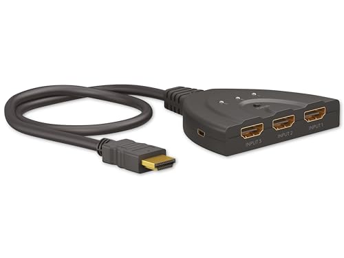 goobay 58488 HDMI Switch 3 in 1 / 4K bei 60Hz (2160p) HDMI Verteiler/HDMI 2.0 Switch für PS4, PS5, Laptops oder Monitore von goobay