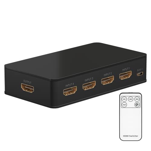 goobay 58489 HDMI Switch 4 auf 1 / HDMI Verteiler unterstützt Auflösungen bis zu 4K@60Hz / Anschluss von 4x HDMI Quellgeräten an 1x HDMI Ausgabegerät wie,TV,PS5,Xbox von goobay