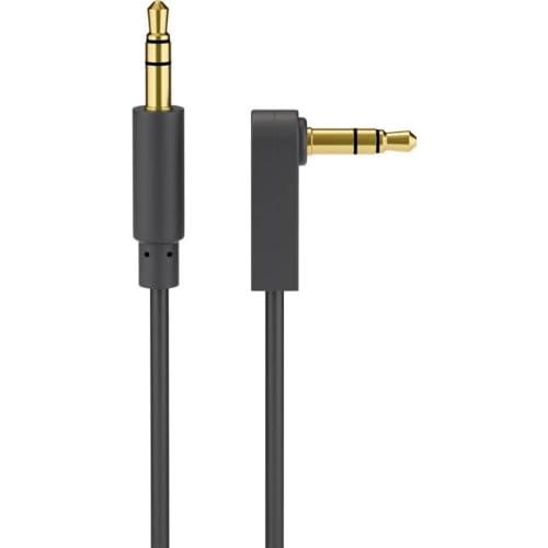 goobay 59525 Audio Klinkenkabel AUX, 3,5 mm stereo 4-pol Slim, CU, 90° Abgewinkelt - Klinke 3, 5 mm Stecker (4-Pin, stereo) auf Klinke 3,5 mm Stecker (4-Pin, Stereo) von goobay