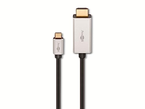 goobay 60175 USB-C 4.0 auf HDMI Adapter Kabel (4K @ 120hz /8K @ 30 Hz) / USB C Stecker auf HDMI Stecker/überträgt Daten, Audio und Video Signale/für Handy, Laptop, TV, Monitor/Schwarz / 2m von goobay