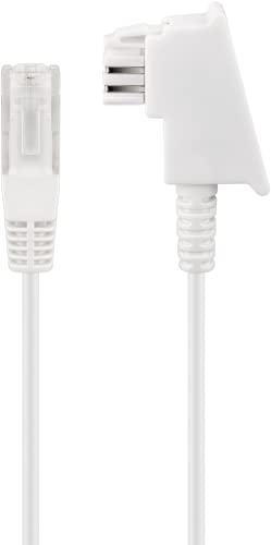 goobay 60677 Routerkabel, Telefonkabel, Anschlusskabel für DSL/ADSL/VDSL, TAE-F Stecker auf RJ45 Stecker (8P2C), weiß, 30 Meter von goobay