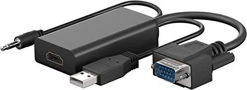 goobay 61259 VGA auf HDMI Adapter für Full HD 1080p @ 60Hz / VGA to HDMI Adapterkabel konvertiert VGA & Audio in HDMI Signale/Monitorkabel Schwarz von goobay