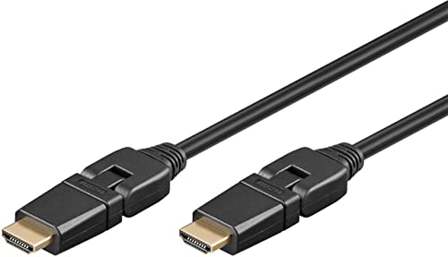 goobay 61283 High Speed HDMI 360° Kabel mit Ethernet/HDMI 360° Stecker Typ A/Drehbare HDMI Stecker/Bildschirmauflösung bis 4K@60Hz (Ultra HD 2160p) / Vergoldete Stecker / 1,5 Meter von goobay
